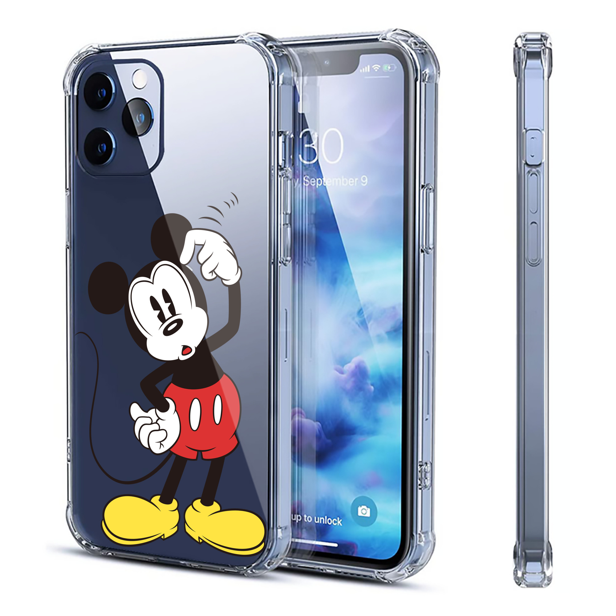 （画像用） ミッキーマウス Mickey Mouse 【iPhone 12シリーズ対応】透明スマホケース（クリアソフトケース）